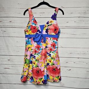 Wantdo One Piece Vibrant Floral Swim Dress
